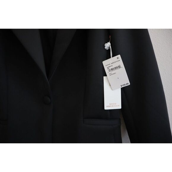 Good American GJK0112-001 Women's Sz 3/L Black Classic Sculpted Blazer - Picture 3 of 11